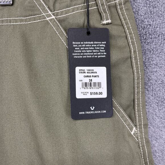 True Religion Jeans Cargo pants Men's Size 38 Kalamata Green $159 Flap - Picture 6 of 16